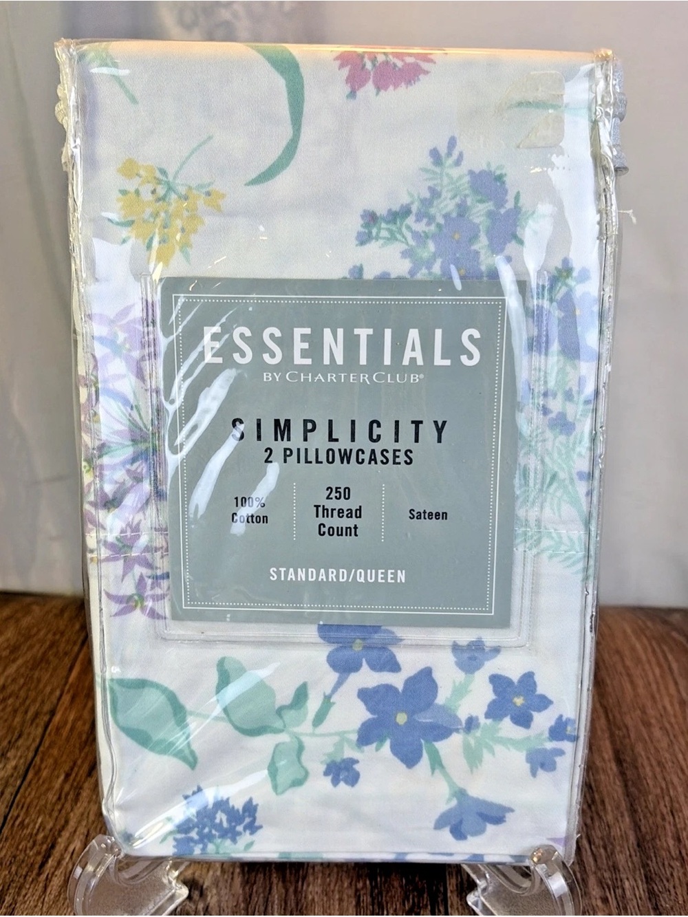 Essentials Charter Club Simplicity Floral Sateen Cotton 2 Standard Pillowcases